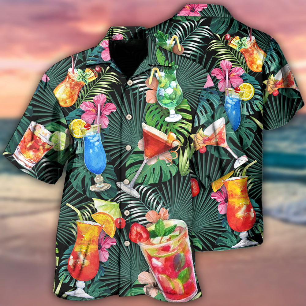Tropical Cocktail Tequila Leaf Hawaiian Shirt For Island Getaways, Outdoor Gatherings, And Comfortable Summer Wear