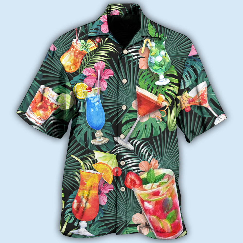 Tropical Cocktail Tequila Leaf Hawaiian Shirt For Island Getaways, Outdoor Gatherings, And Comfortable Summer Wear