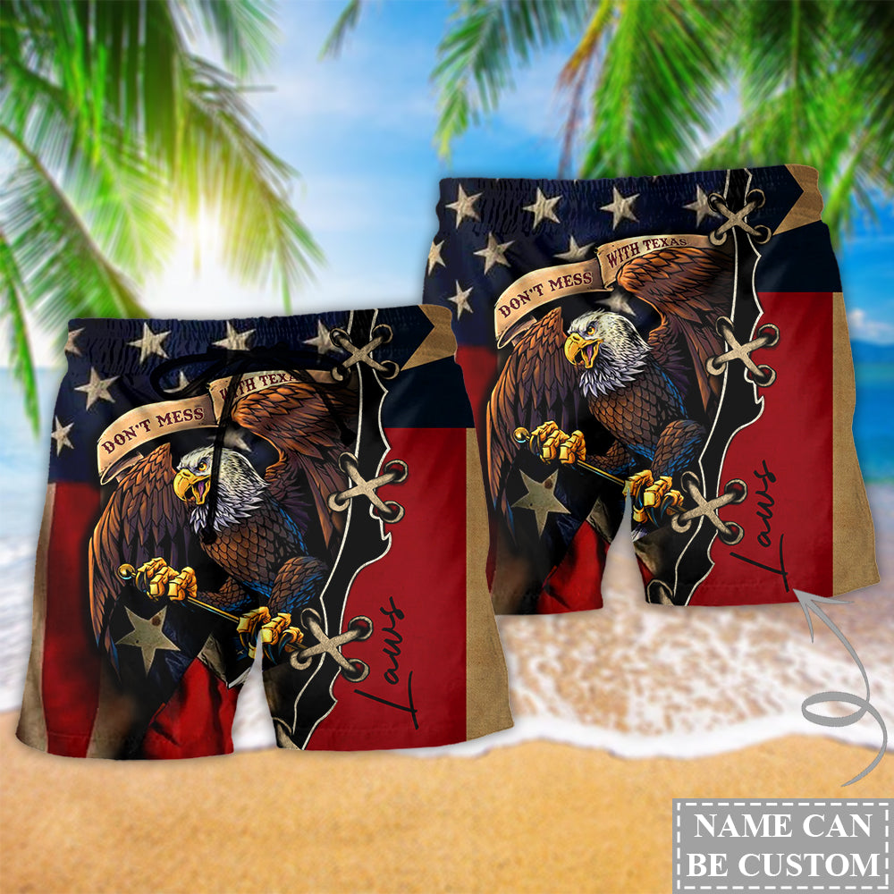 Texas Eagle Peace Beach Shorts Pattern Detail For Island Trips And Vacation Ready Style