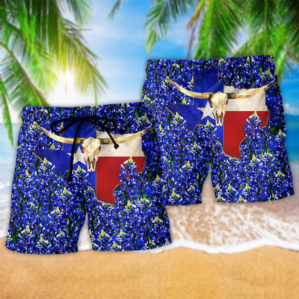 Texas Forever Texas Bluebonnet Blue Hawaiian Beach Shorts For Poolside Relaxation And Everyday Comfort