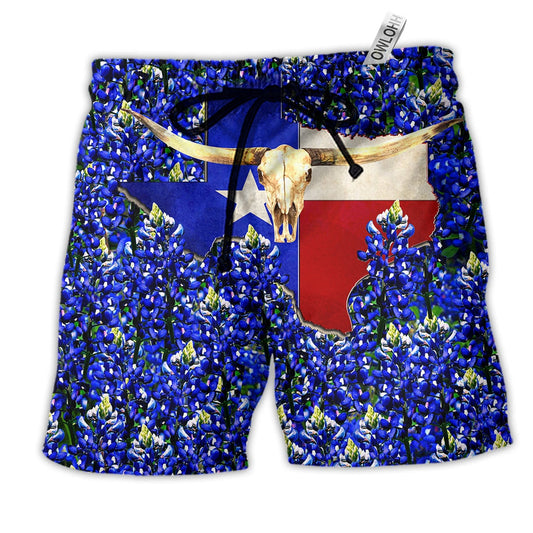 Texas Forever Texas Bluebonnet Blue Hawaiian Beach Shorts For Coastal Adventures And Resort Days