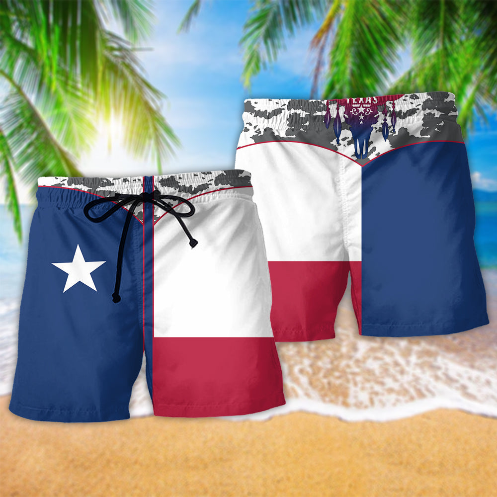 Texas Star Peace Beach Shorts Pattern Detail For Coastal Travel And Distinctive Seasonal Style