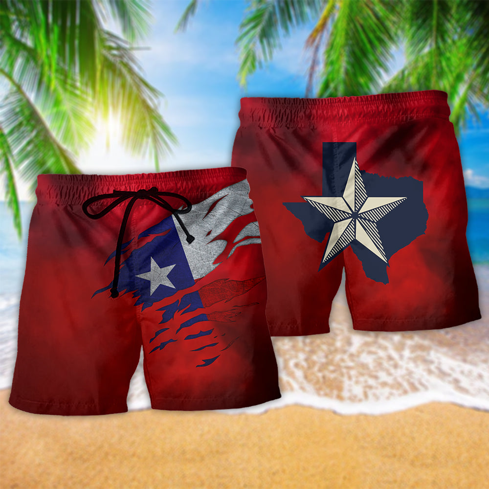 Texas Peace Life Star State Beach Shorts Pattern Detail For Relaxed Warm Weather Outfits