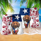 Texas Peace Dachshund Dog Beach Shorts Pattern Detail For Coastal Travel And Casual Outdoor Comfort