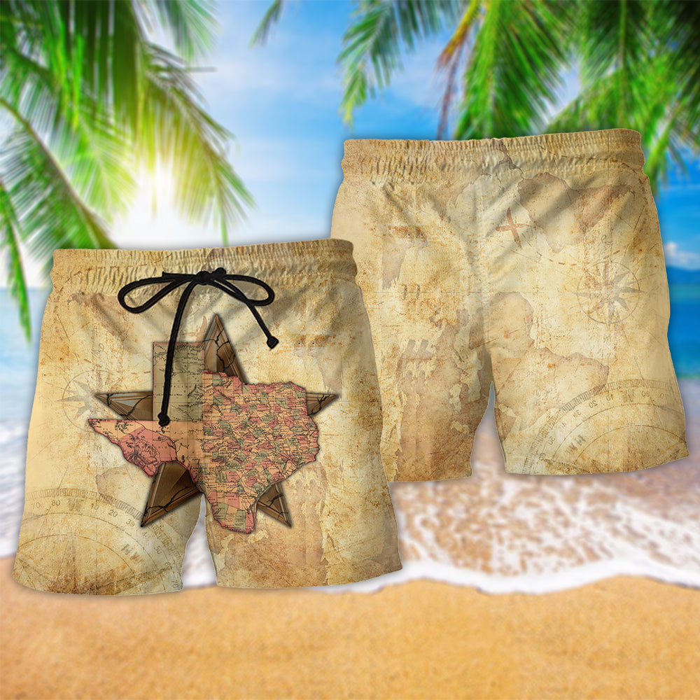 Texas Peace Vintage Beach Shorts Pattern Detail For Poolside Fun And Leisure And Relaxation