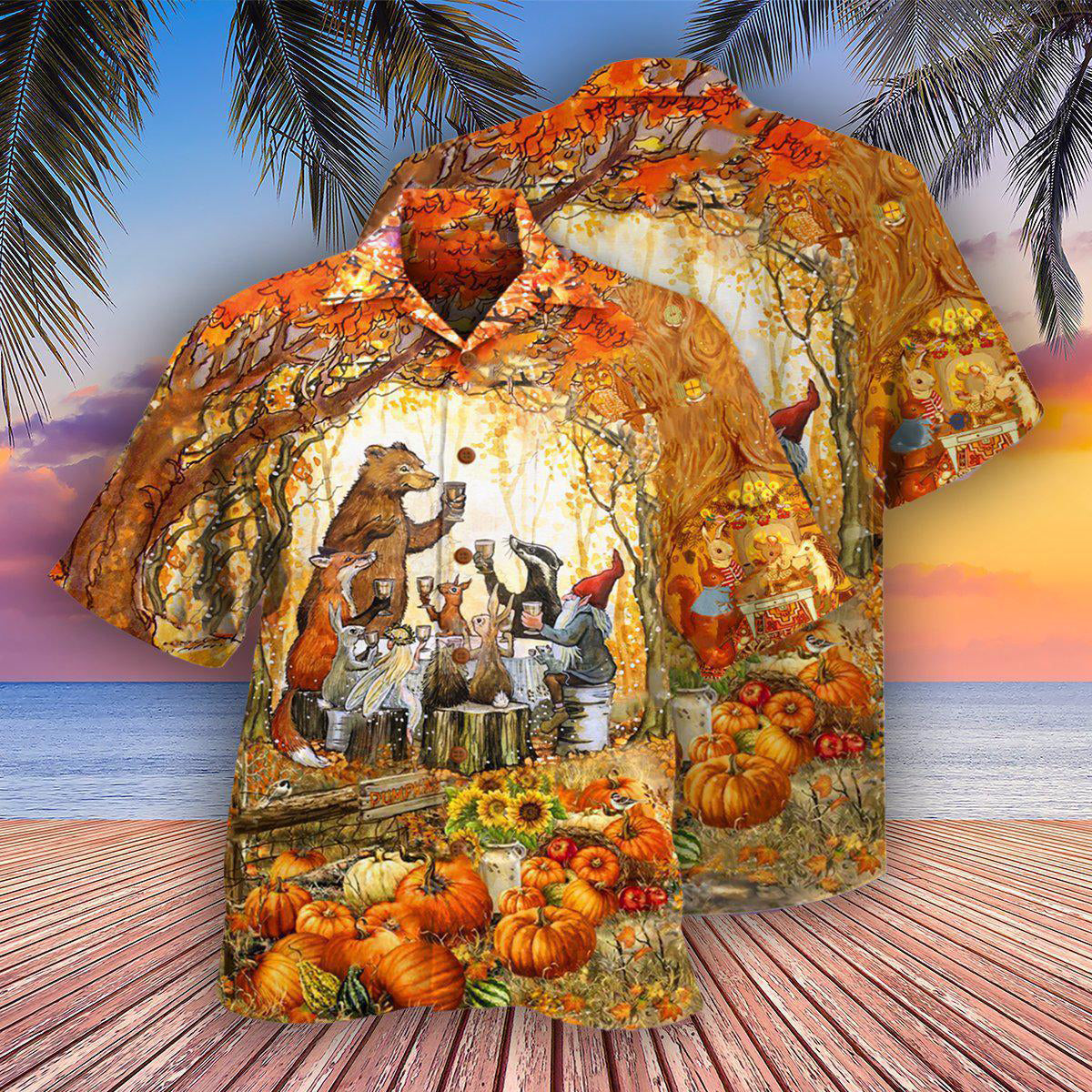 Thanksgiving Hawaiian Shirt With All Over Print For Resort Travel Summer Outings And Casual Gatherings