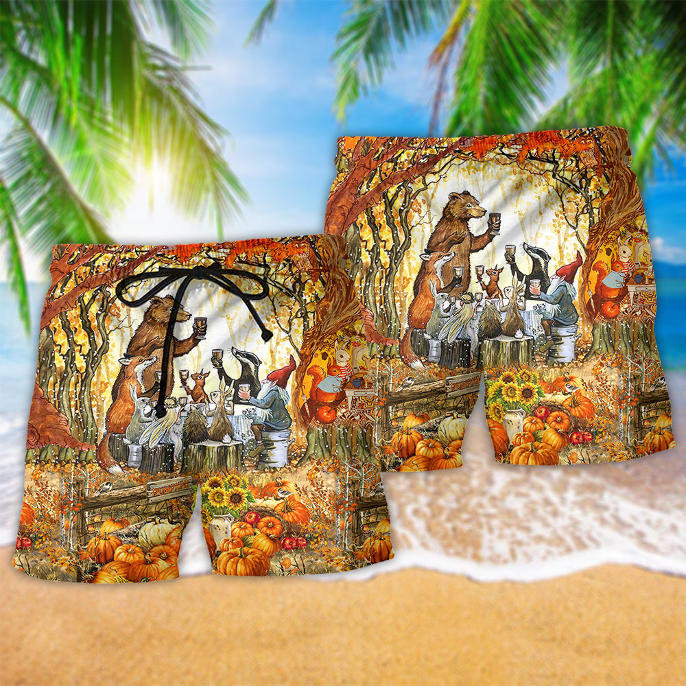 Thanksgiving Grateful Autumn Beach Shorts Pattern Detail For Seaside Leisure And Comfortable Daily Wear