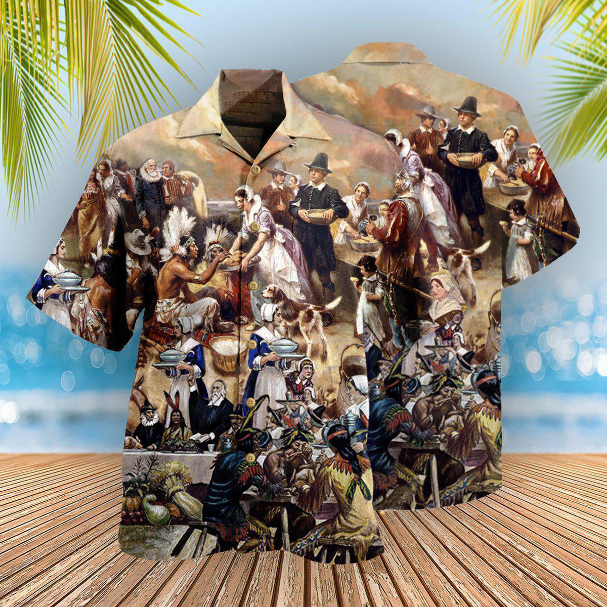 Thanksgiving Hawaiian Shirt With All Over Print For Island Holidays Summer Parties And Casual Outdoor Wear