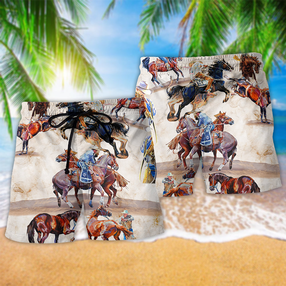 The Horse Whisperer Amazing Style Hawaiian Print Beach Shorts For Relaxed Warm Weather Wear