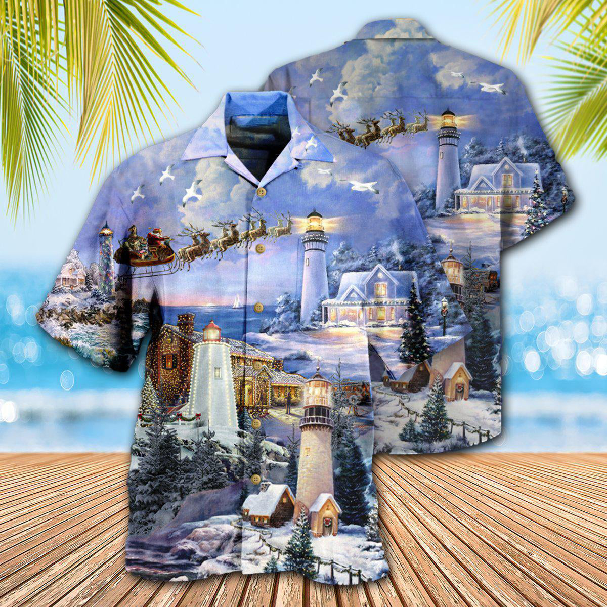 Magical Lighthouse Hawaiian Shirt Artwork Detail For Tropical Trips And Casual Outings