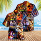 Galaxy Tiger Hawaiian Shirt With All Over Print For Beach Vacations Casual Parties And Warm Weather Style