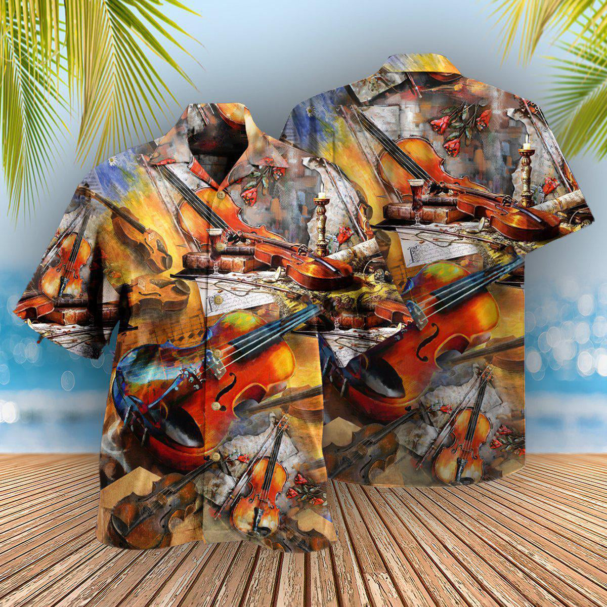 Violin Hawaiian Shirt With All Over Print For Coastal Adventures Summer Events And Everyday Comfort
