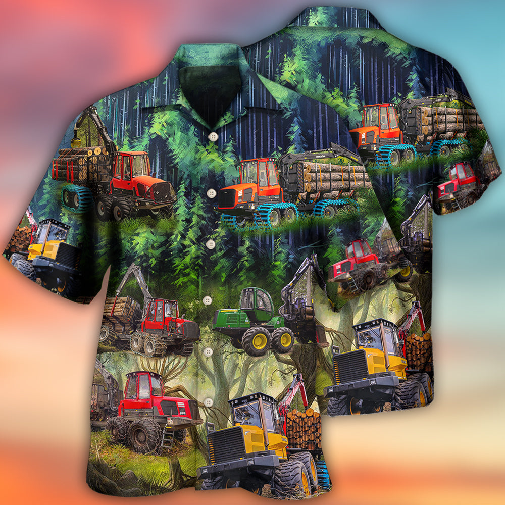 Woodland Tractor Hawaiian Shirt For Beach Parties And Weekend Getaways