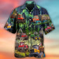 Woodland Tractor Hawaiian Shirt Design View For Casual Summer Styling
