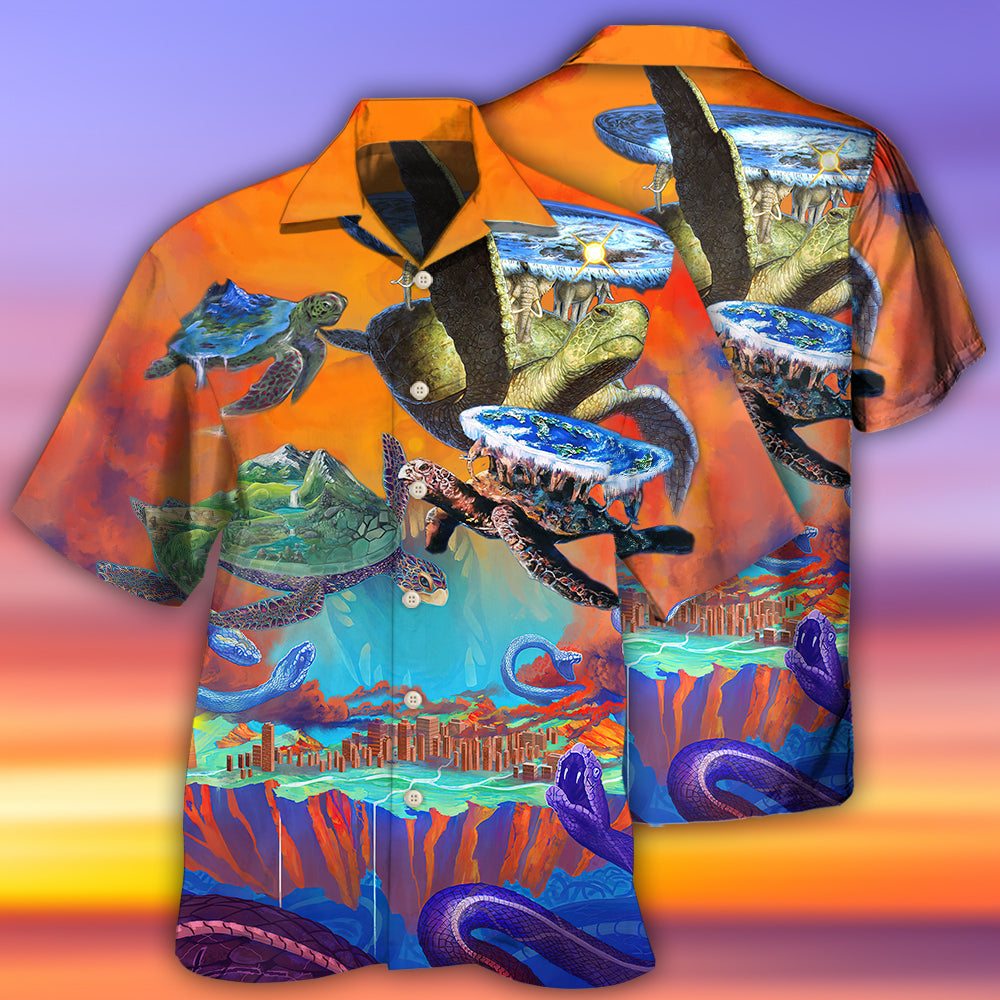 Creative Turtle Cosmic Myth Hawaiian Shirt For Summer Vacation, Beach Travel, And Casual Wear