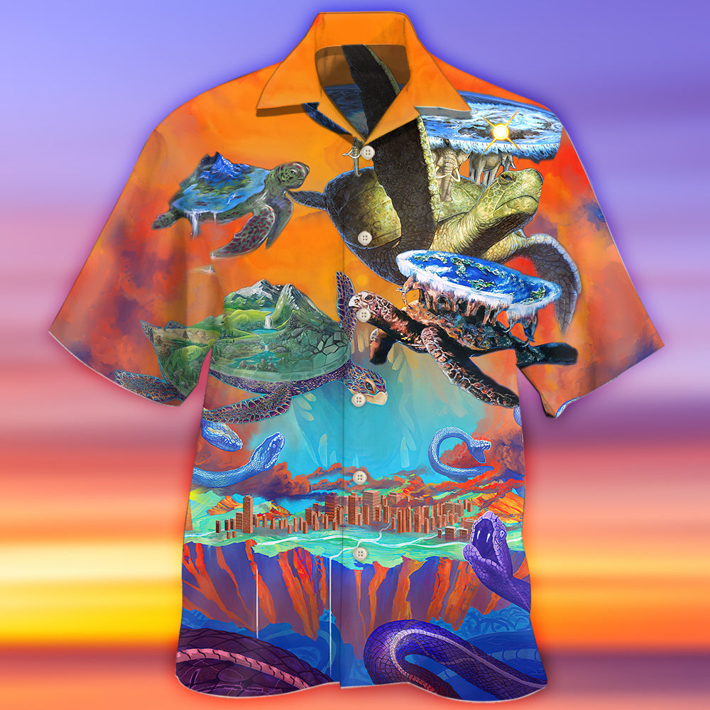 Creative Turtle Cosmic Myth Hawaiian Shirt For Summer Vacation, Beach Travel, And Casual Wear