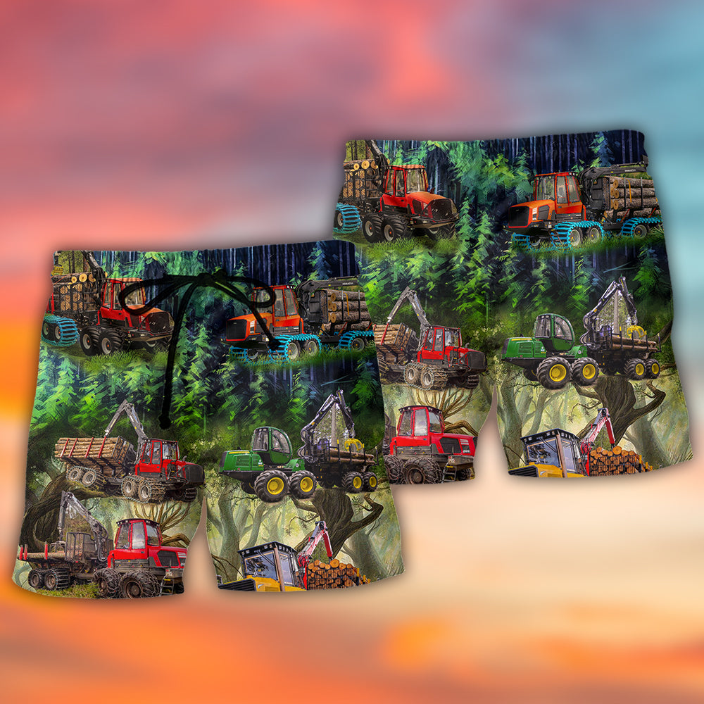 Tractor Outdoor Adventure Quote Beach Shorts For Resort Travel And Thoughtful Summer Gifting
