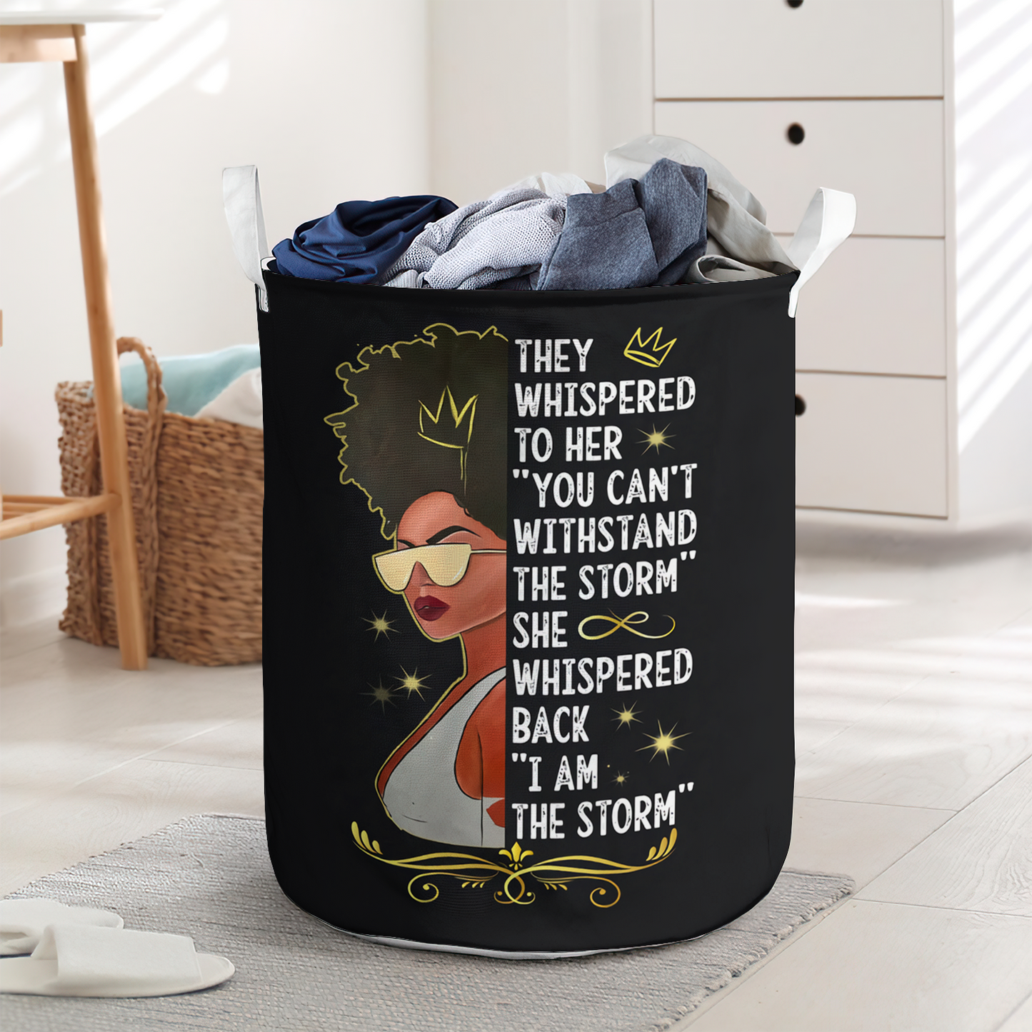 Cool Girl Whispered To Her Black Woman Laundry Basket For Bathroom Bedroom Storage