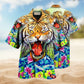 Tiger Awesome With Flowers Hawaiian Shirt For Tropical Travel Outdoor Parties And Relaxed Casual Wear
