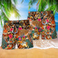 Jungle Tiger Freedom Floral Beach Shorts Pattern Detail For Sunny Outdoor Activities