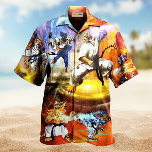 Martial Arts Tiger Hawaiian Shirt For Vacation Adventures Beach Events And Relaxed Warm Weather Style