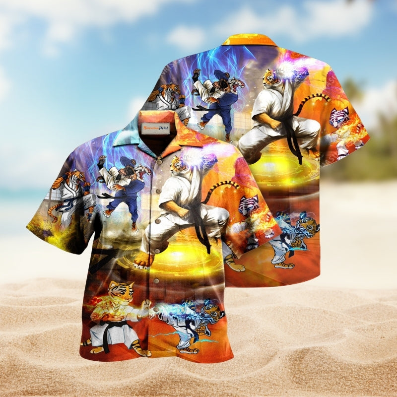 Martial Arts Tiger Hawaiian Shirt For Vacation Adventures Beach Events And Relaxed Warm Weather Style