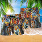Tiger Eyes Of The Tiger Hawaiian Print Beach Shorts For Animal Lover Vacation Wear