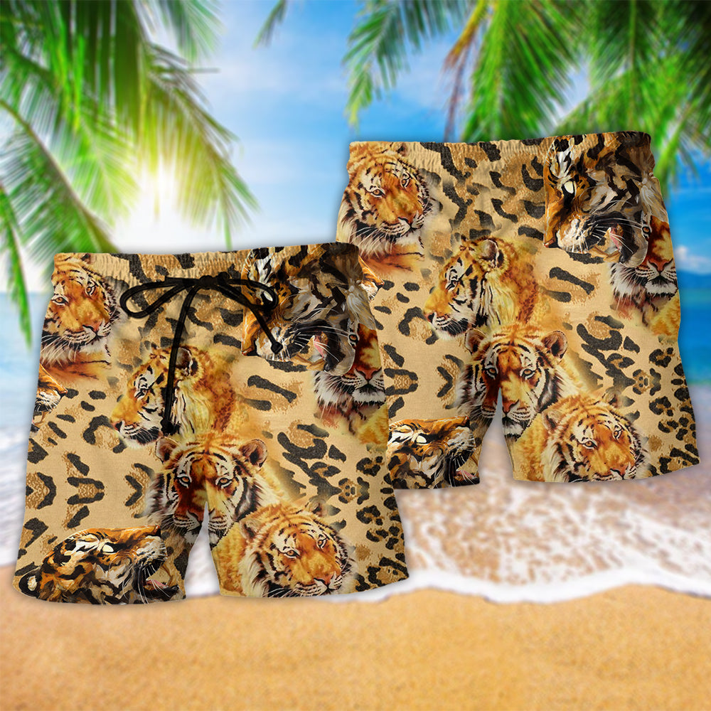 Cool Tiger Energy Bold Wildlife Beach Shorts Artwork View For Seaside Trips And Casual Style