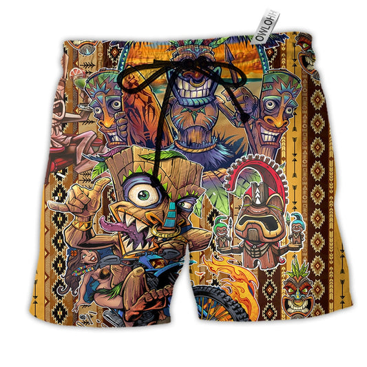 Tiki Aloha All Day Every Day Hawaiian Print Beach Shorts For Beach Days And Coastal Travel