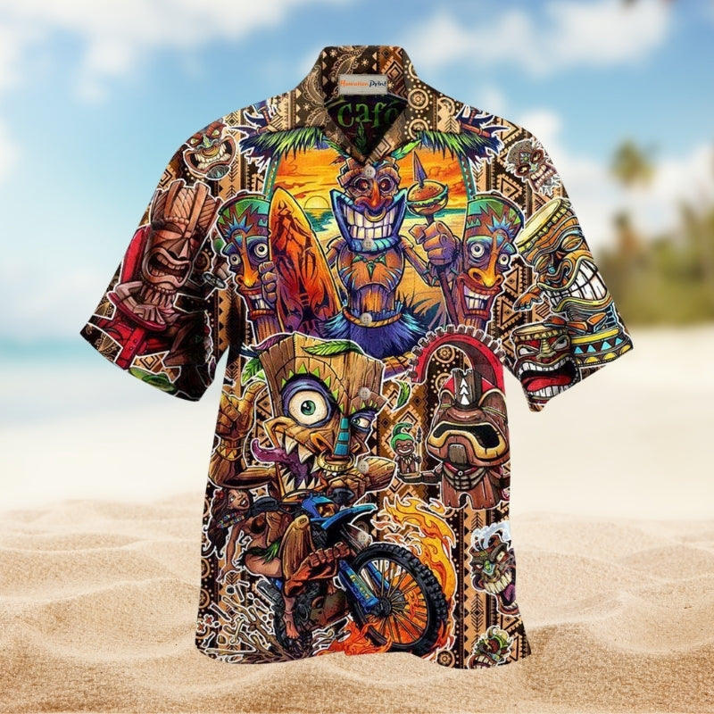 Tiki Aloha All Day Every Day Hawaiian Shirt For Summer Vacation Beach Travel And Relaxed Casual Wear