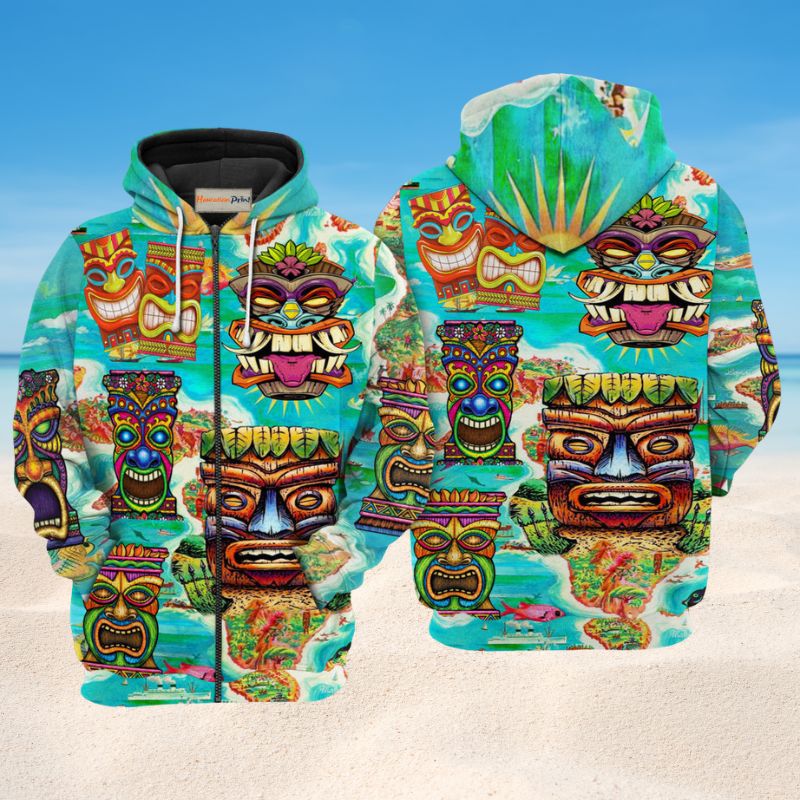 Tiki Aloha Summer Vibe Hoodie For Comfortable Daily Outfits Holidays And Casual Wear