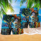 Tiki And Ocean Colorful Hawaiian Print Beach Shorts For Beach Days And Coastal Travel
