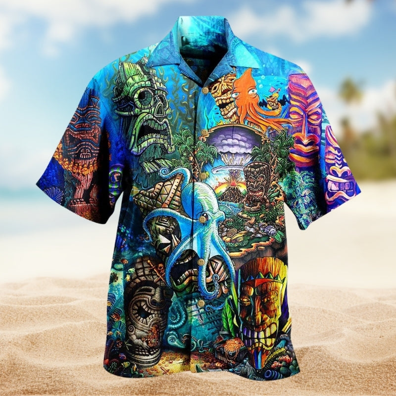 Festive Christmas Snowman Hawaiian Shirt Tropical Styling View For Thoughtful Gifting