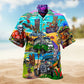Christmas Santa Hawaiian Shirt Button Front Artwork For Coastal Travel
