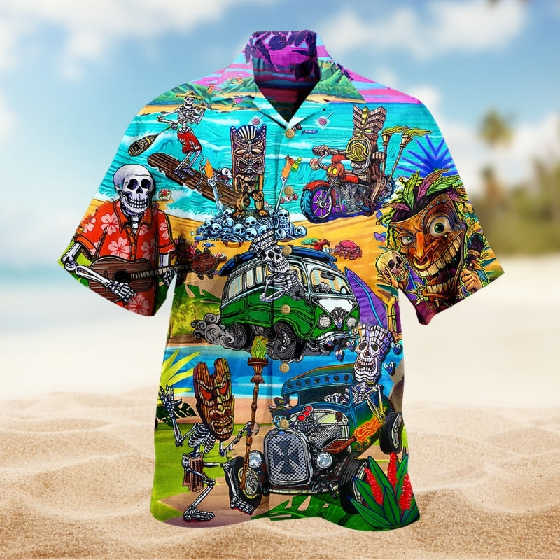 Christmas Santa Hawaiian Shirt Button Front Artwork For Coastal Travel