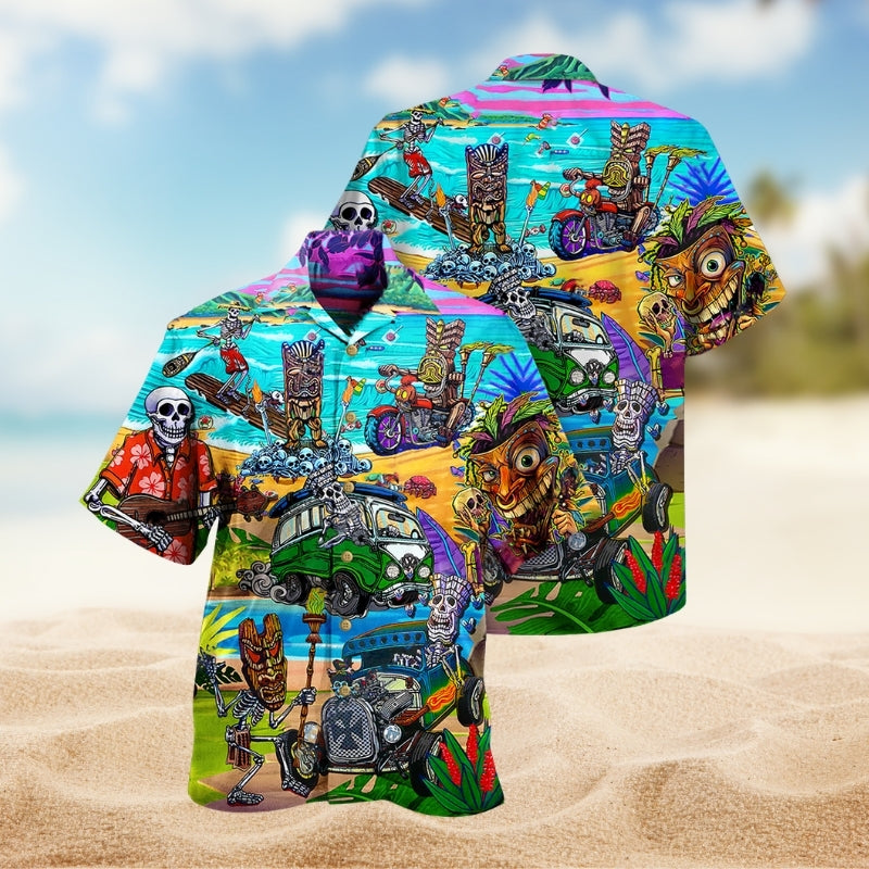 Tiki Skull Hawaiian Shirt For Beach Days, Summer Outings, And Thoughtful Gift Giving