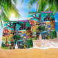 Tiki Summer Skull Beach Shorts Pattern Detail For Relaxed Weekends And Relaxed Casual Wear