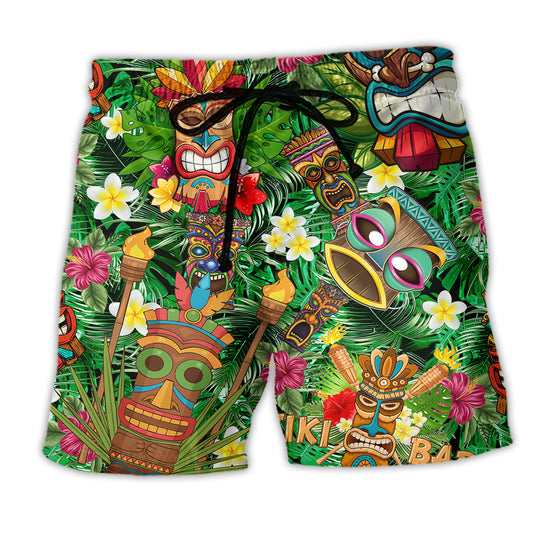 Tiki Don't Tiki Me Off Hawaiian Print Beach Shorts For Marine Inspired Outdoor Wear