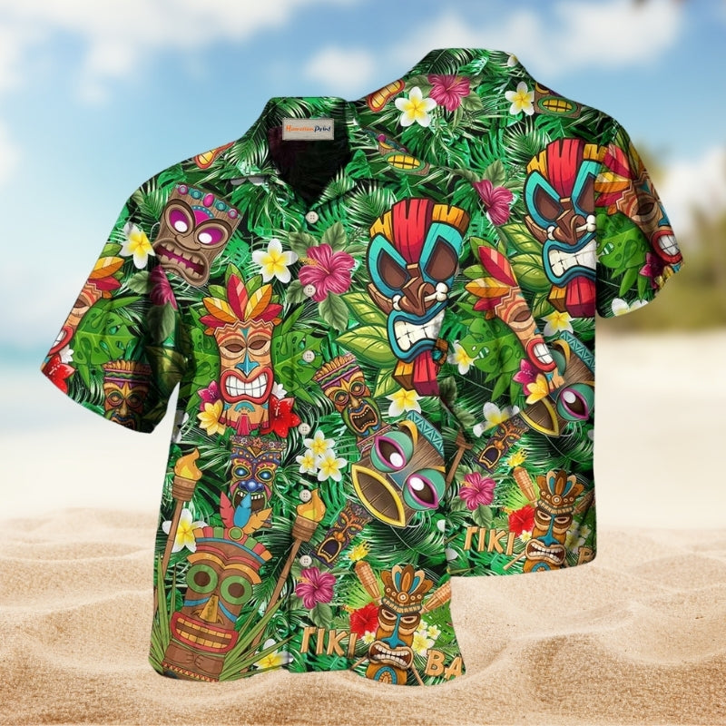 Playful Tiki Mood Hawaiian Shirt For Vacation Adventures Beach Events And Relaxed Warm Weather Style