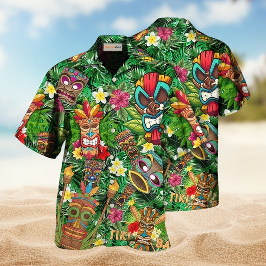 Playful Tiki Mood Hawaiian Shirt For Vacation Adventures Beach Events And Relaxed Warm Weather Style