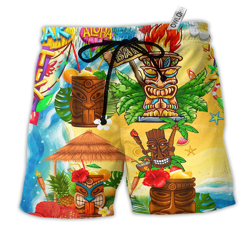 Tiki Good Times Great Friends At Tiki Bar Beach Shorts For Tropical Coastal Getaways