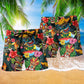 Tiki Hawaii Island Lover Beach Shorts Pattern View For Relaxed Vacation Styling