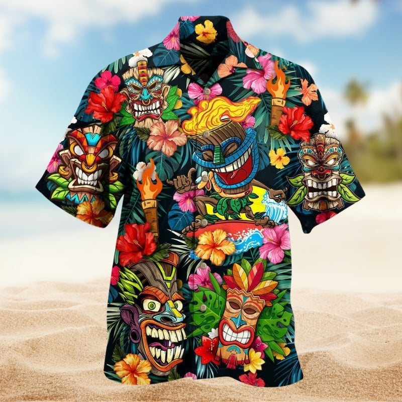 Tiki Hawaii Hawaiian Shirt For Poolside Gathering And Summer Party Style