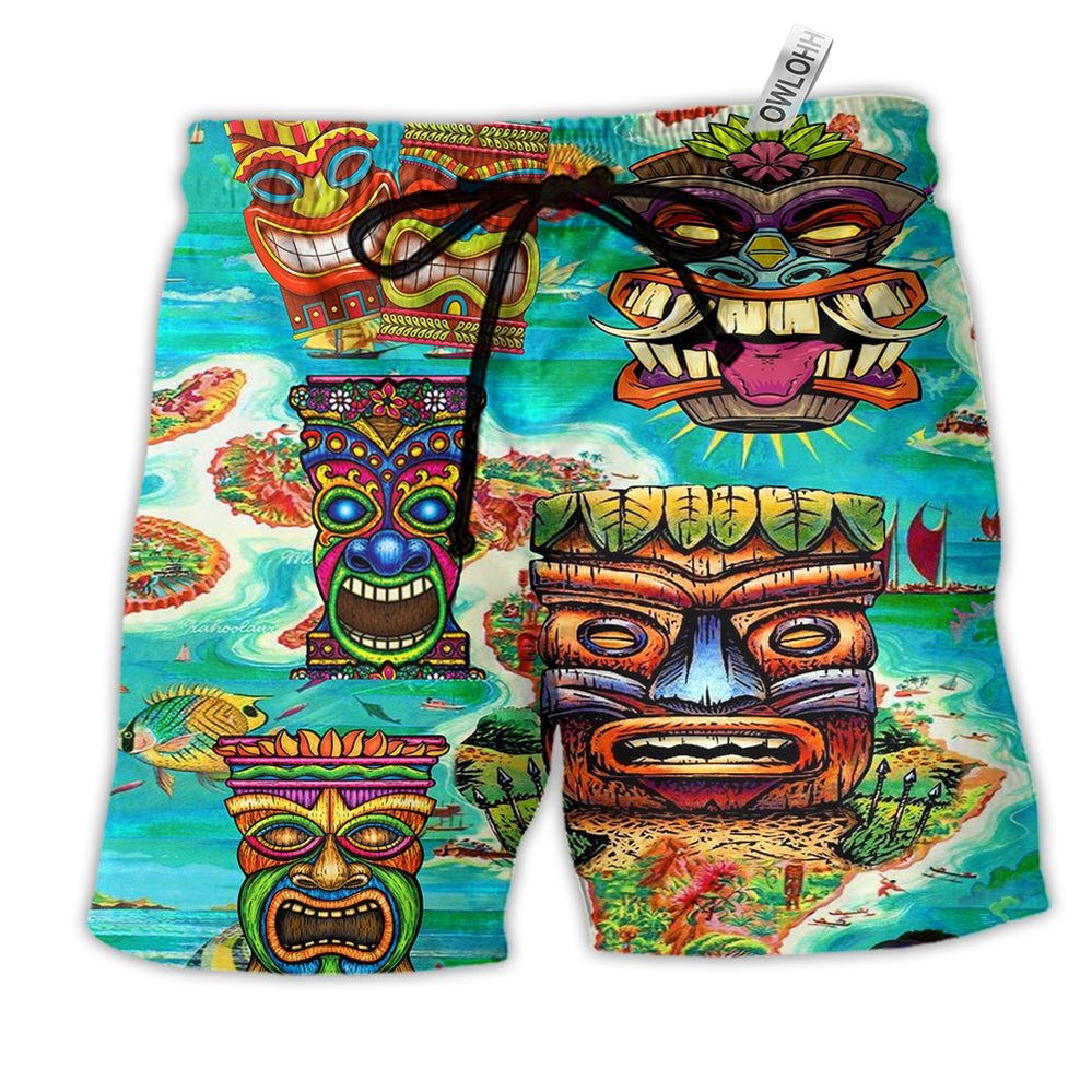 Tiki Keep Saying Aloha Tiki Hawaii Hawaiian Beach Shorts For Seaside Summer Adventures