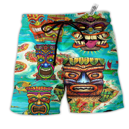 Tiki Keep Saying Aloha Tiki Hawaii Hawaiian Beach Shorts For Seaside Summer Adventures