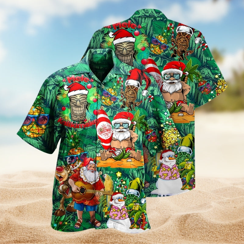 Christmas Creative Pattern Hawaiian Shirt For Holiday Parties, Tropical Vacations, And Festive Gift Giving