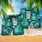 Tiki Turtle Green Beach Shorts For Summer Vacation And Coastal Travel