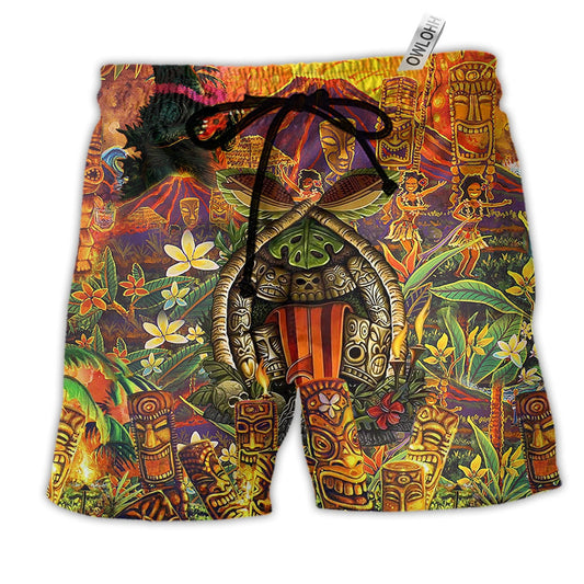 Tiki Wakaka Aloha Funny Hawaiian Print Beach Shorts For Seaside Summer Adventures