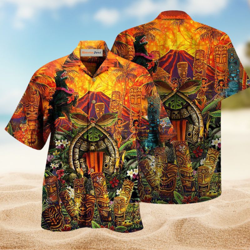 Island Funny Tiki Wakaka Aloha Hawaiian Shirt For Coastal Travel, Casual Events, And Comfortable Summer Wear
