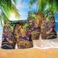 Tiki Bar Beach Shorts Pattern Detail For Seaside Leisure And Flexible Everyday Wear